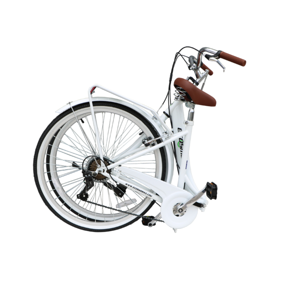 Ecosmo Ladies Bike With Basket – White-2